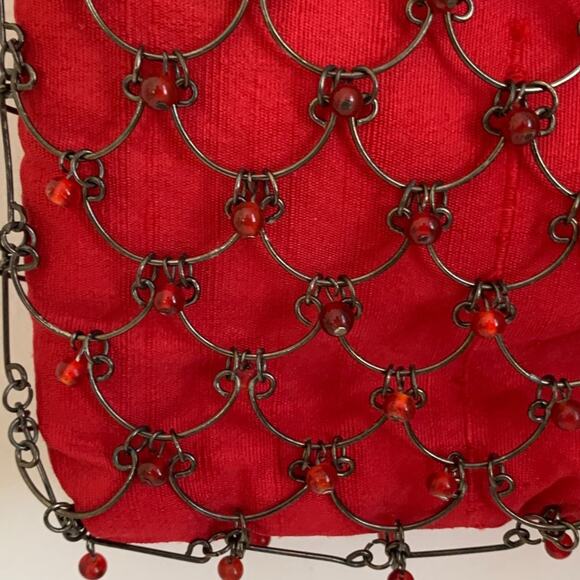 Eye Ful Bag Handbag Purse Red Metal Beaded Holiday Party Dressy Handbag NEW - Picture 15 of 16